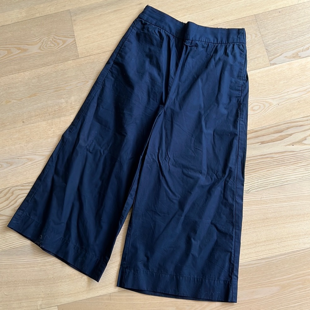 Madewell Houston Pull On Cropped Wide Pants Navy Small